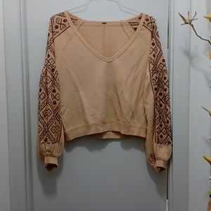Free people salmon embroydery cotton sweater shirt